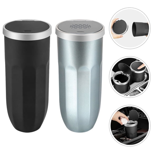 LULULION 2Pcs Car Trash Can PP Material Vehicle Waste Holder with Cup Holder