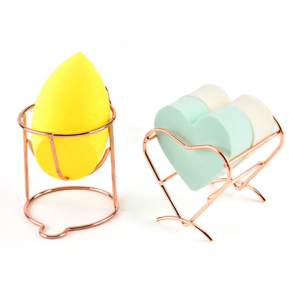 LULULION Rose Plated Gold Makeup Sponge Holder Firm Metal for Storage and Drying 3Pcs