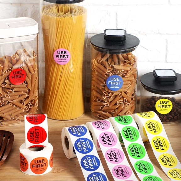 LULULION Assorted Color Use First Stickers Food Labels for Restaurant and Home Inventory Control