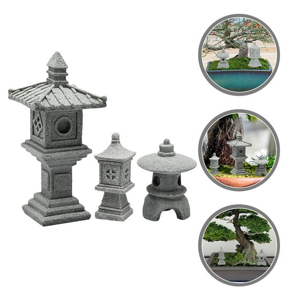 LULULION 1Set Grey Statue Zen Garden Tower Durable Stone Decor for Tabletop and Garden