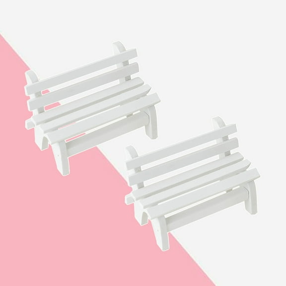 LULULION Photo Prop Chair Mini Wooden Benches White Wood 3Set Landscape Ornament