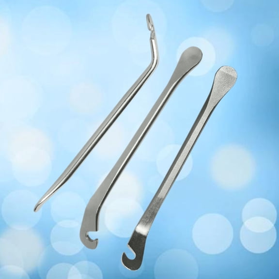 LULULION 3Pcs Plated Silver Metal Bike Tire Lever Ergonomic Design Quick Tire Replacement Tool