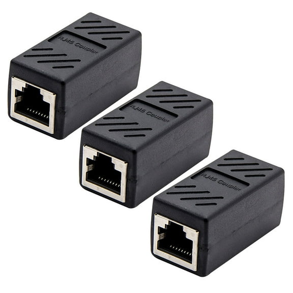LULULION 3Pcs Ethernet Cable Extender Adapter Ethernet Coupler Black Zinc Alloy for Home Office
