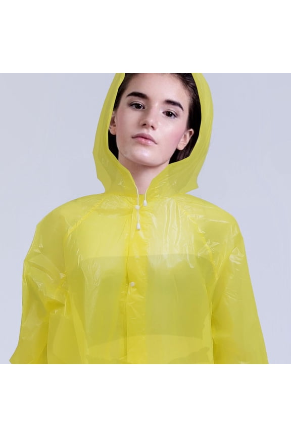 3Pcs Portable Yellow Raincoat with Hood for Outdoor Hiking and Backpack