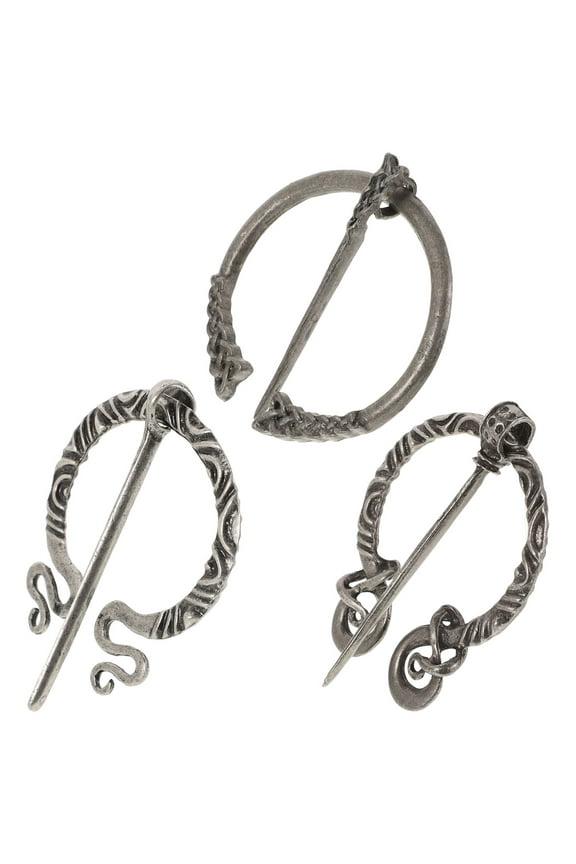 3pcs Brooch Set Silver Alloy Cloak Pin Medieval Shawl Pin for Special Occasions Clothing Hats