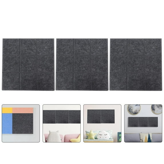 LULULION 3Pcs Decorative Black Felt Memo Bulletin Board with Easy Adhesive for Wall Mounting