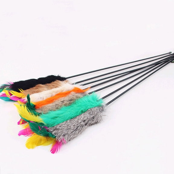 LULULION 3Pcs Cat Teaser Stick Easy Grip Assorted Colors for Active Cat Playing