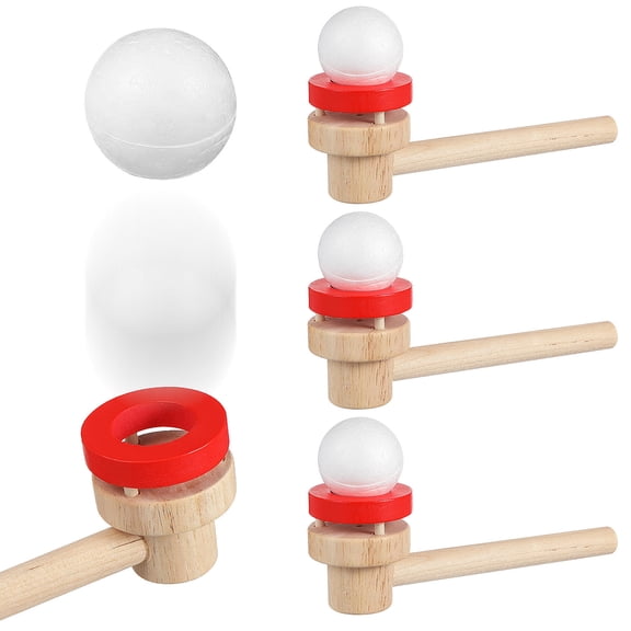 LULULION 3Pcs Floating Balls for Toddler Wooden Blower Sharpen Balance Ability in Leisure Time Game