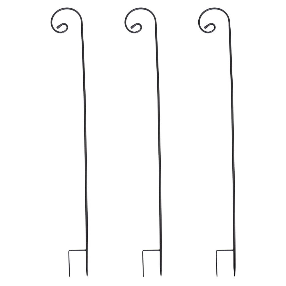 LULULION 3Pcs Iron Hook Bird Feeder Stand Outside Sturdy Black Weather Resistant Garden