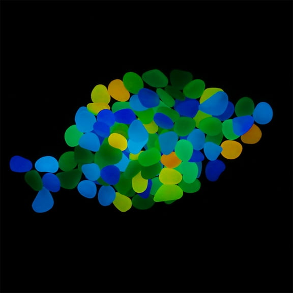 LULULION 400Pcs Fish Tank Stone Multi Color Glow in Dark Garden Pebbles