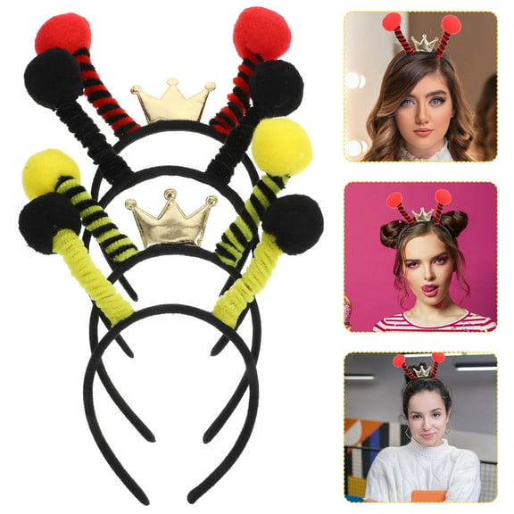 LULULION 4Pcs Bee Headband Multi Color Antenna Hair Hoops Party Cosplay Hair Accessory