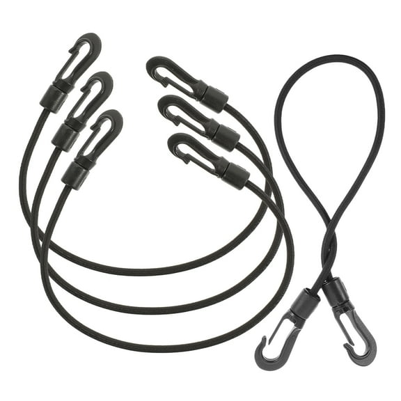 LULULION 4Pcs Black Tie Down Straps with Elastic Rubber Cord and Carabiner Hooks for Versatile Use