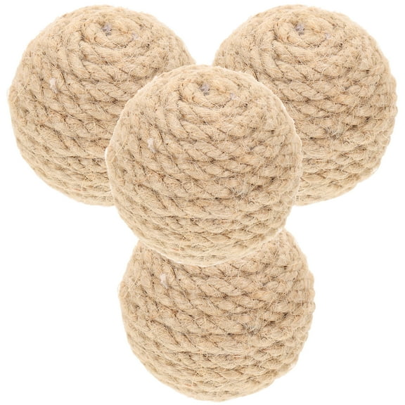 LULULION 4Pcs Cat Balls With Bells Light Brown Jute Promotes Physical And Mental Health
