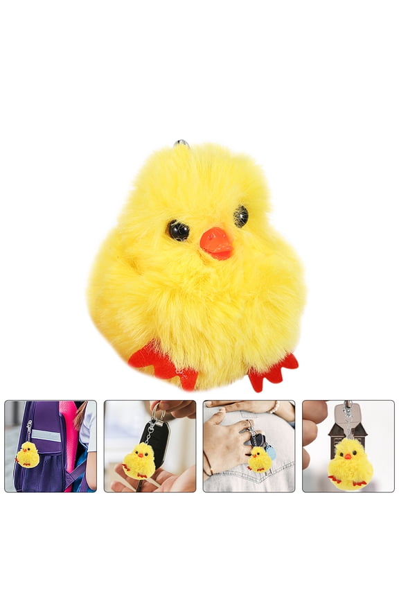 4Pcs Chick Keychain Pendant Mini Plush Keychain Yellow Zinc Alloy for Gift Giving