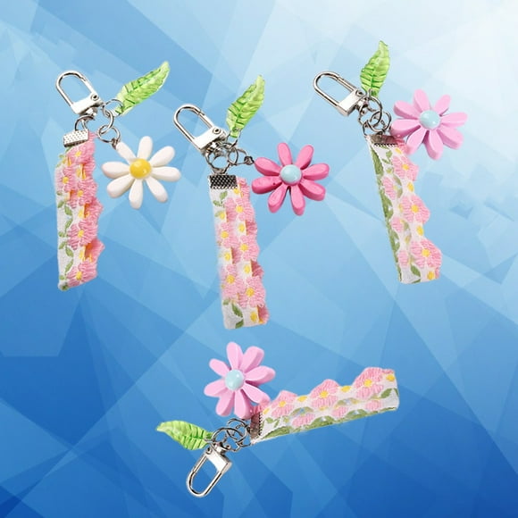 4Pcs Cute Flower Keychains Resin Daisy Pendant Decoration For Daily Use