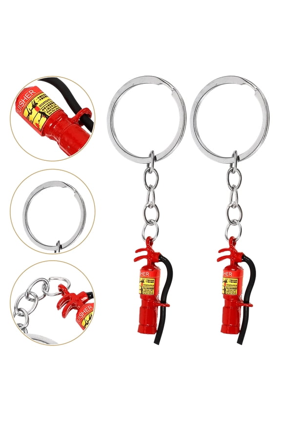 Alloy Firefighter Keychain Red 4Pcs