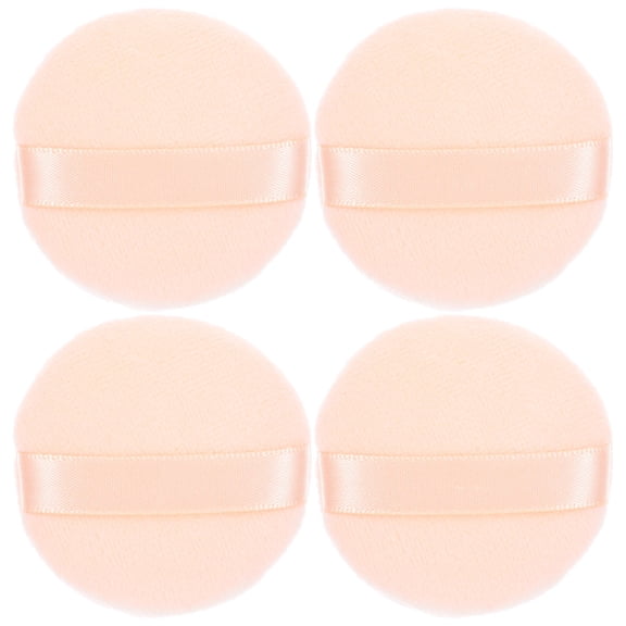 LULULION 4Pcs Loose Powder Puff Light Yellow Cosmetic Sponge Puff Perfect for Home Salon Travel