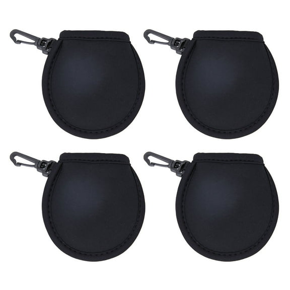 LULULION 4Pcs Portable Black Golf Cleaning Pouch Neoprene Wiping Bag with Protective Cover