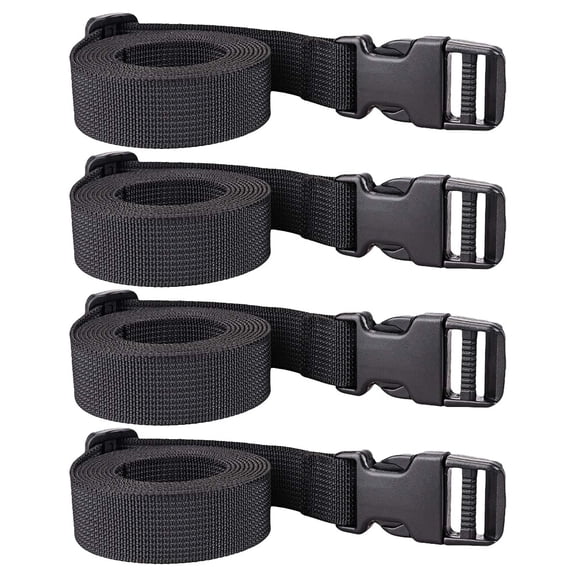 LULULION 4Pcs Professional Black Luggage Strap Belts with Buckle for Quick Suitcase Identification
