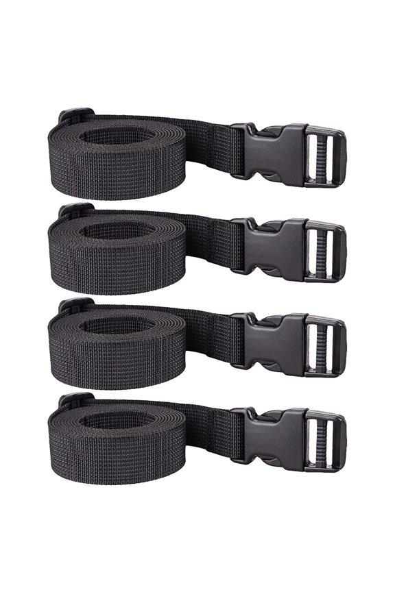 4Pcs Professional Black Luggage Strap Belts with Buckle for Quick Suitcase Identification
