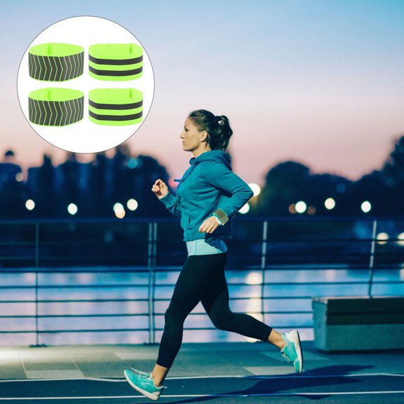 LULULION 4Pcs Running Reflective Band in Green with Skin Friendly Material and Easy Wear Design