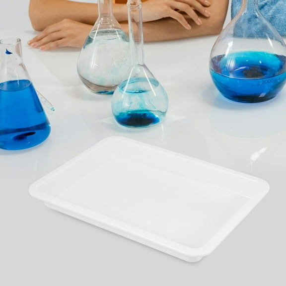 LULULION White Plastic Lab Trays Acid Alkali Resistant for Laboratory Use 4Pcs