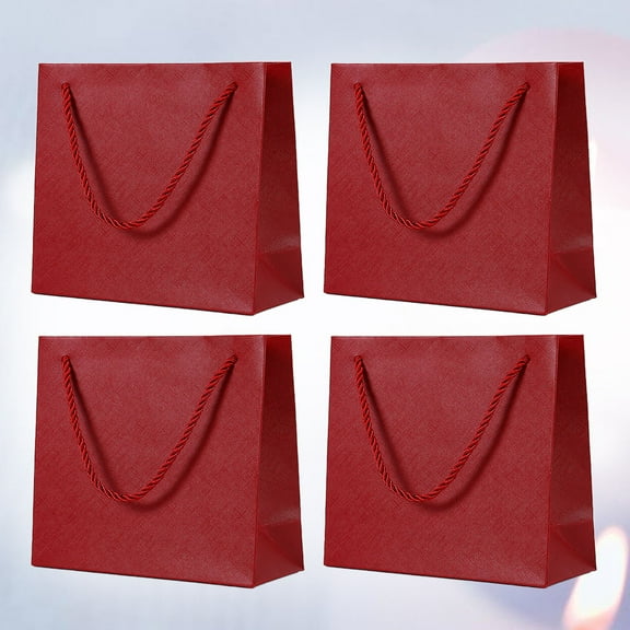 LULULION 4Pcs Red Paper Bag for Jewelry with Durable Rope Handle and Flat Bottom for Portable Use