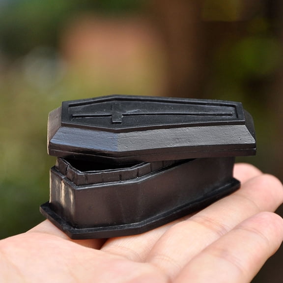 LULULION 4Pcs Black Coffin Boxes Decorative PVC Treat Candy Boxes with Lid for Festival Party Use