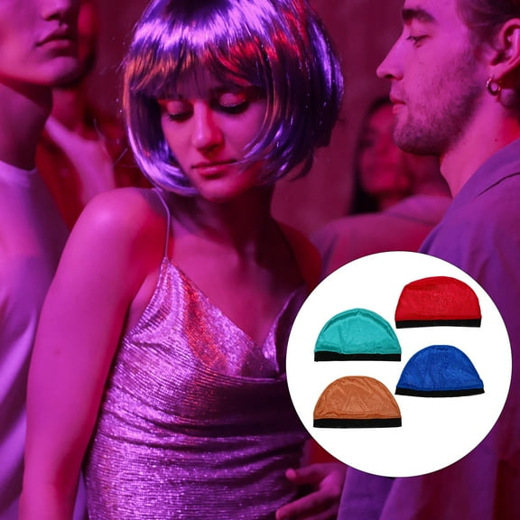 LULULION 4Pcs Elastic Wig Caps Dome Stocking Wave Caps Assorted Colors Easy to Wear