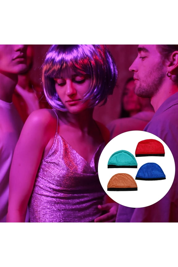 4Pcs Elastic Wig Caps Dome Stocking Wave Caps Assorted Colors Easy to Wear