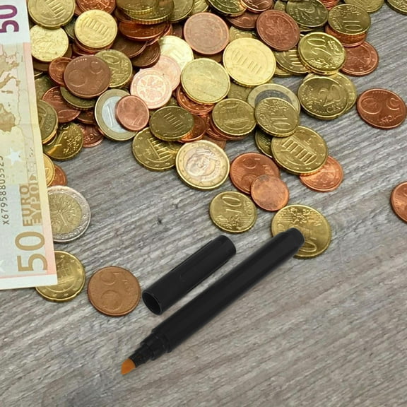 LULULION 4Pcs Black Plastic Fake Note Detection Pen Slant Tip Cash Authenticity Tester