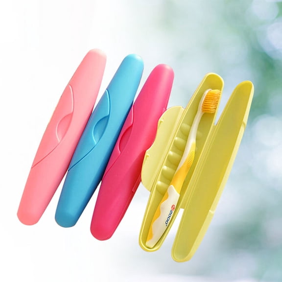 LULULION 4pcs Toothbrush Box Travel Assorted Color Rectangular Simple Design for Men Women
