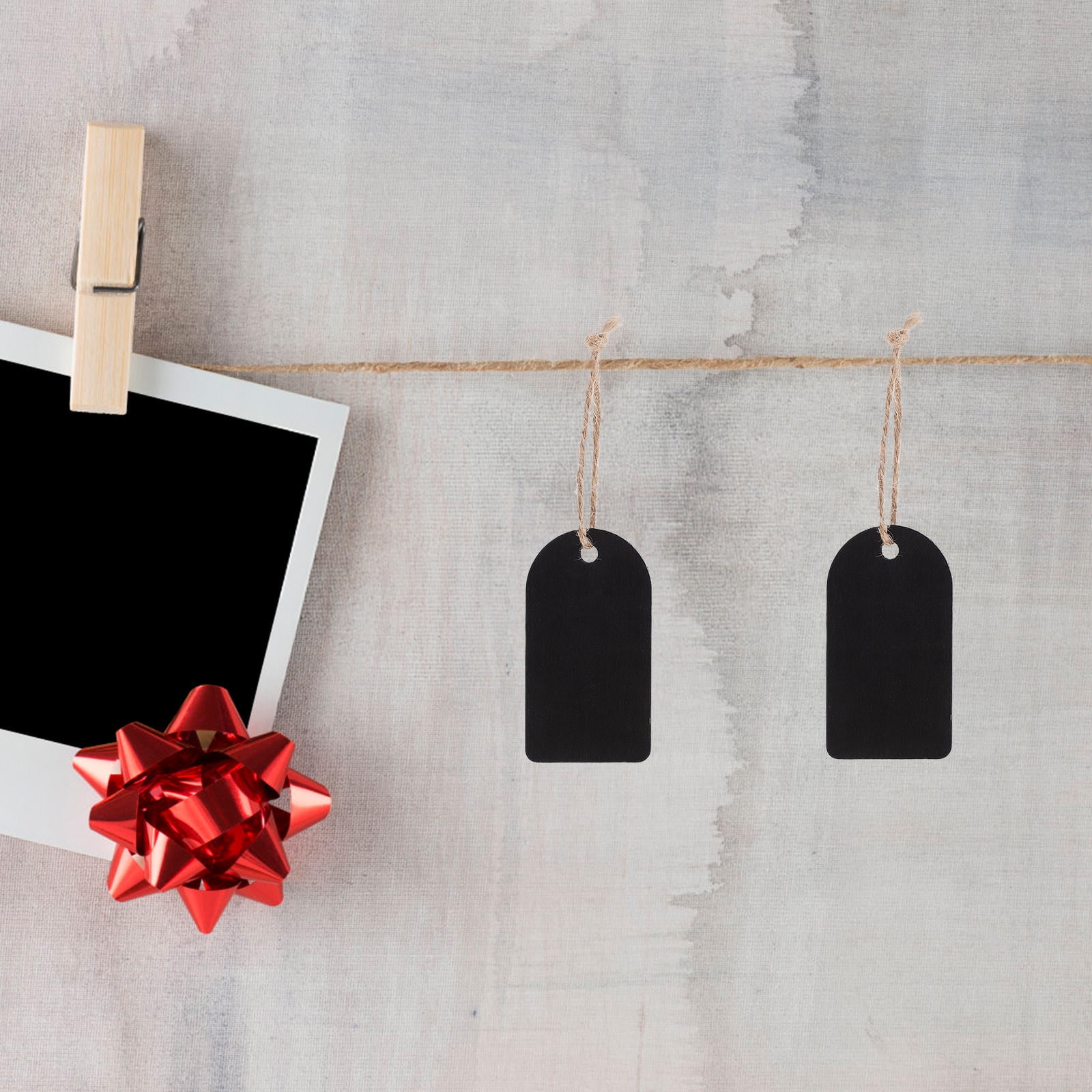 LULULION 50 Sets Small Chalkboard Labels with ng Black Wood Rectangular ...