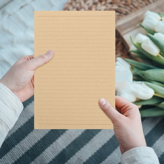 LULULION Retro Lined Kraft Letter Paper Light Brown for Office and Stationery