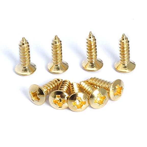 LULULION 50Pcs Bass Pickguard Screw in Golden Metal Fits Guitar Cover Plates and Jack