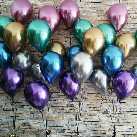LULULION 50pcs Assorted Metallic Balloon Decor Silver for Parties Gatherings and Weddings