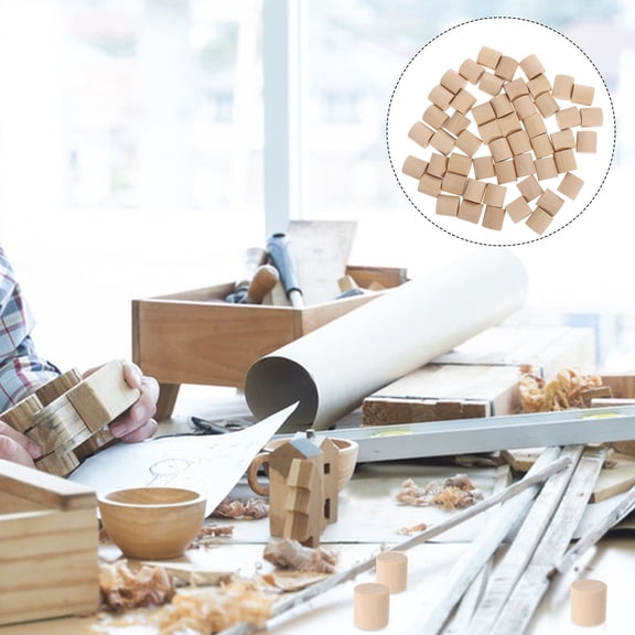 LULULION 50Pcs Building Wooden Blocks Unpainted Wood Cylinders for Crafting