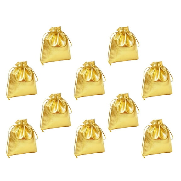 LULULION 50pcs Earring Bag Golden Cloth for Holding Small Gifts Festival