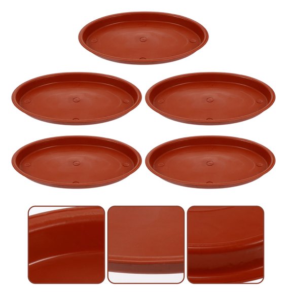 LULULION 5Pcs Oval Plastic Flowerpot Tray Red Plant Pot Baseplate Spill Water Protection