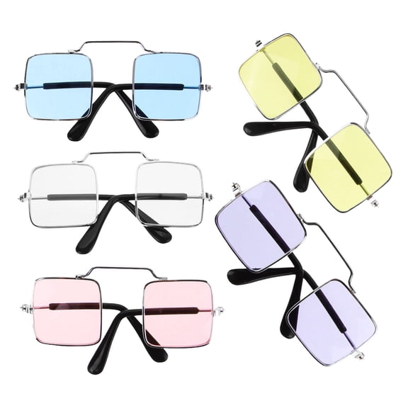 LULULION 5Pcs Funny Cat Glasses Assorted Color Lightweight Metal Plastic for Pet Photo Prop