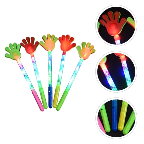 LULULION 5Pcs Assorted Color Five-Finger Hand Palms Clap Plastic Cheering Prop for Sports and Parties