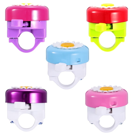 LULULION 5Pcs Folding Bikes Bell Assorted Color Plastic Material with Flower Pattern for Bike