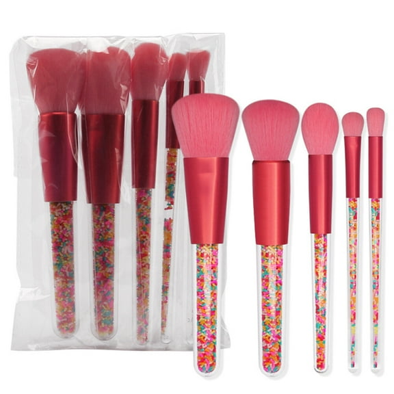 LULULION 5Pcs Makeup Brush Set with Premium Handles and Natural Bristles for Smooth Even Application