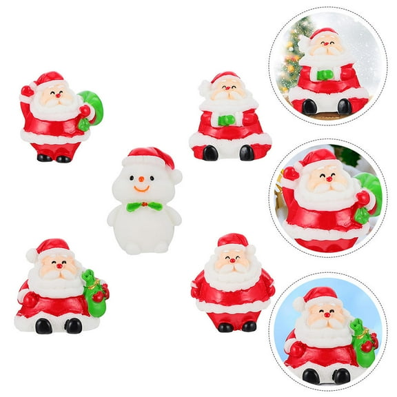 LULULION 5Pcs Tiny Figurines Resin Snowman Christmas Ornaments Assorted Color for Table Setting