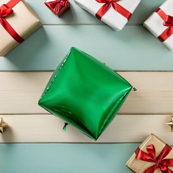 LULULION 5Set Aluminum Film Balloon Cube Photo Props Green for Festival Event Planners