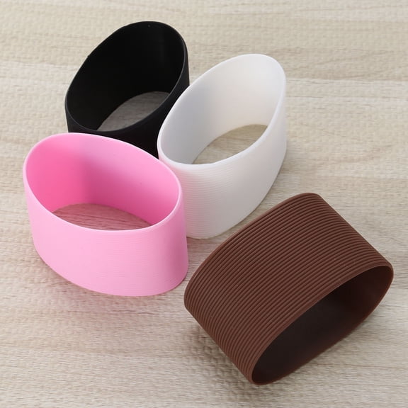 LULULION 5Pcs Silicone Cup Sleeves Reusable Brown Protective Design for Parties Back to School