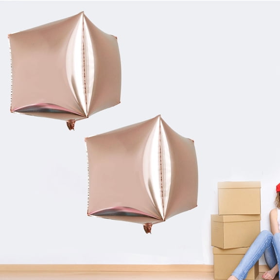 LULULION 5Pcs Reusable Golden Aluminum Film Balloon Cube Shape for Party and Event Decoration