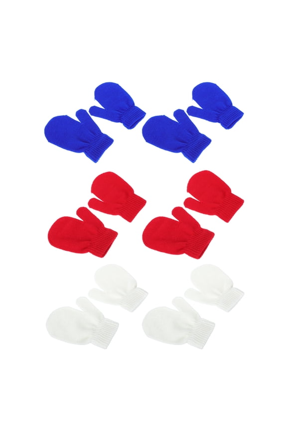 6 Pairs Knitted Winter Mitten Assorted Color for Warmth Outdoor Activity