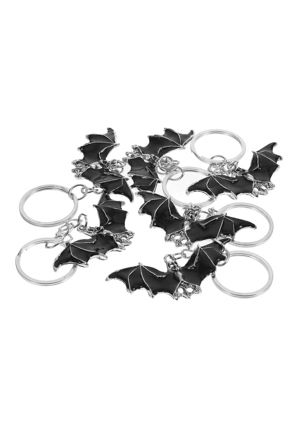 6Pcs Silver Metal Keychain Pendant Hanging Ornament Bat Shape