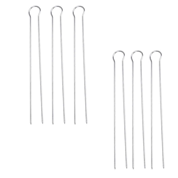 LULULION 6Pcs Heavy Duty Stainless Steel Double Skewers for Barbecue Meat Vegetables and Shrimp